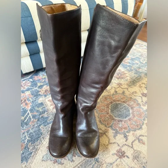 Frye Paige Buckle Riding brown leather boots sz 8.5 - Picture 6 of 12